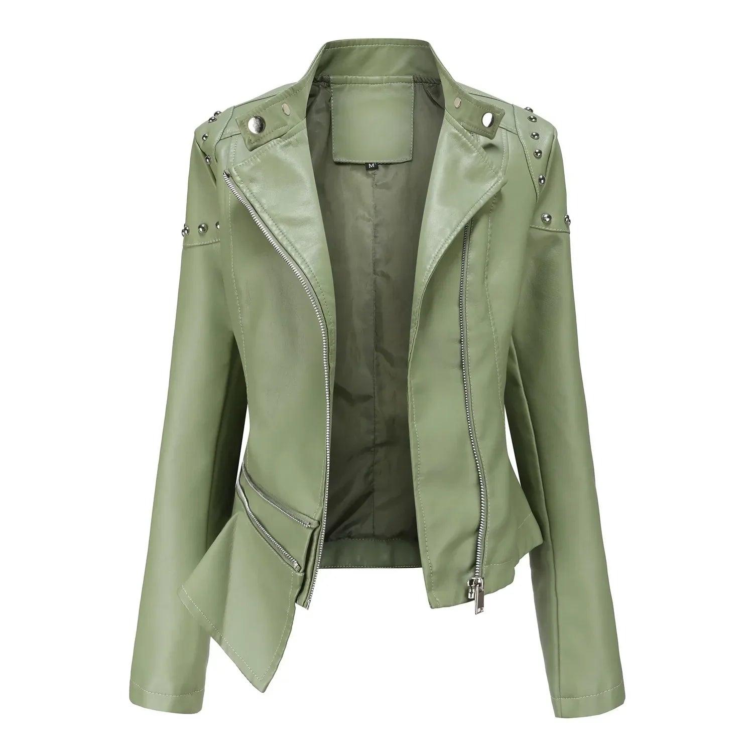 Jaqueta Feminina Estilo Motociclista com Gola Alta - (Promoção de Inverno 2025)