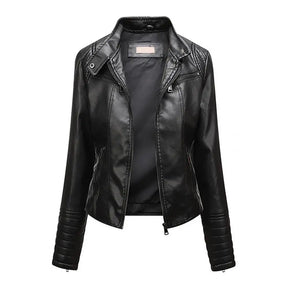 Jaqueta Feminina Slim com Gola Alta Estilo Biker - (Promoção de Inverno 2025)