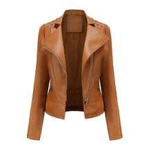 Jaqueta Feminina Slim Estilo Biker com Gola Dobrável e Detalhes Retrô - (Promoção de Inverno 2025)