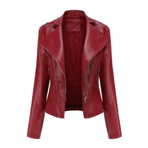 Jaqueta Feminina Slim Estilo Biker com Gola Dobrável e Detalhes Retrô - (Promoção de Inverno 2025)