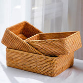 Cesto de pão de rattan artesanal
