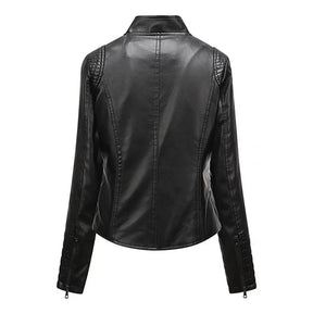 Jaqueta Feminina Slim com Gola Alta Estilo Biker - (Promoção de Inverno 2025)